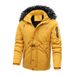 Winter Striped Hooded New Men's Jacket Solid Color Fleece Lined Thick Slim Fit Cotton Coat For Men_viptrois.com