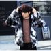 Men's Clothing Men's winter warm coat with hood, fur and velvet cotton coat, trendy men's floral windbreaker, fur cotton coat_viptrois.com