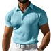 Men's Clothing Summer Men's Waffle Shirt Solid Color Lapel Short Sleeve Casual Sports Top For Formal & Casual_viptrois.com