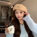 Korean Style Textured Beret For Women, Autumn And Winter, Large Head Circumference, Elegant Artist Hat, Face Slimming,_viptrois.com