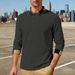 Men's Relaxed Fit Jacquard Polo Shirt – Breathable Long Sleeve Golf & Casual Wear For Fall Relaxed Fit Freedom_viptrois.com