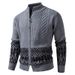 Men's Plus Size Retro Jacquard Zip-Up Knit Sweater With Stand Collar, Casual Pullover Cardigan For Winter, Fashionable & Comfortable_viptrois.com