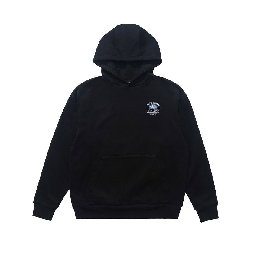 American Style Fleece-lined Thickened Hoodie With Text Print, Loose Fit Trendy High Street_viptrois.com