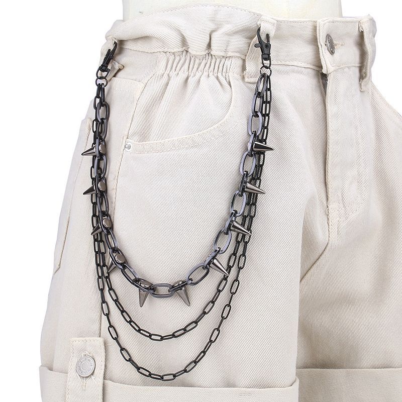 Hip-hop Punk Metal Rivets Stage Performance, Multi-layer Waist Chain Outfit, Jeans Accessories_viptrois.com