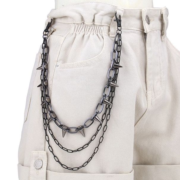 Hip-hop Punk Metal Rivets Stage Performance, Multi-layer Waist Chain Outfit, Jeans Accessories_viptrois.com