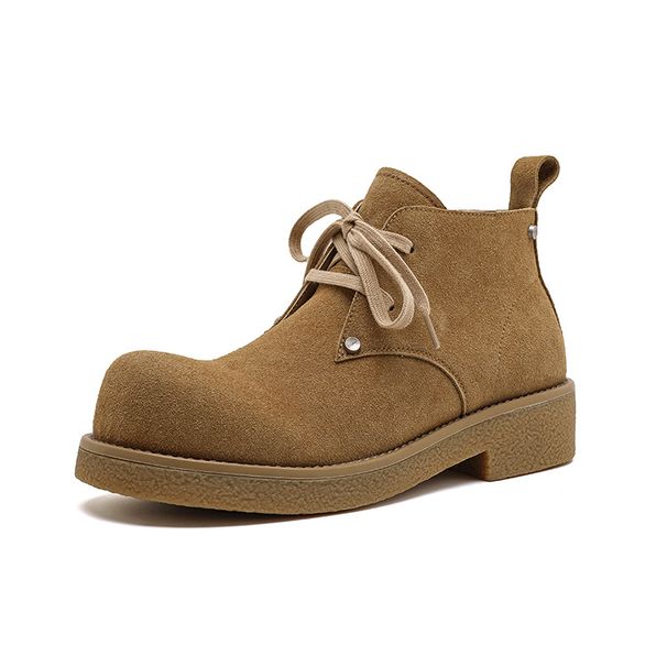 Spring Retro Heightening Martin Boots Japanese Big Head Derby Shoes Men's Tooling Boots Short Boots_viptrois.com