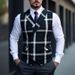 Retro Double-Breasted Print Waistcoat For Men Checkered Vest For Casual & Business Wear_viptrois.com