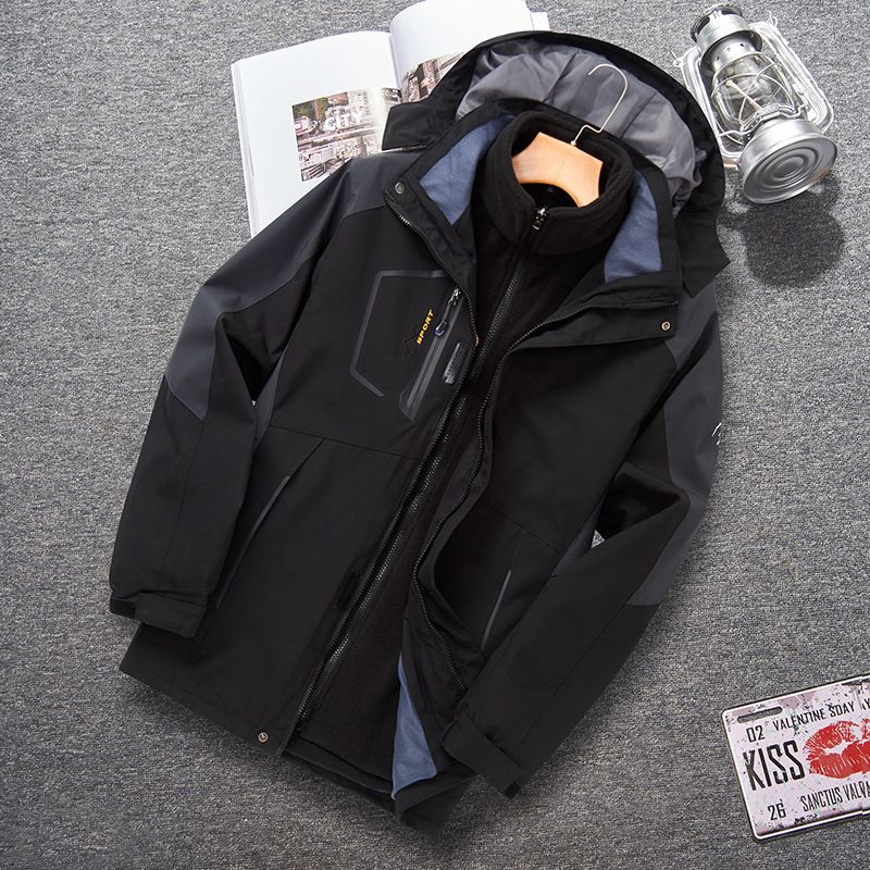 Men's Clothing Three-in-One Rush Clothes Windproof Warm Detachable Two-Piece Work Ski Mountaineering Suit_viptrois.com