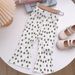 Korean Summer Girls Floral Polka Dot Bell Bottom Pants Ice Silk Thin Style Fashionable Small And Medium Children's Pants_viptrois.com