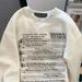 Pure Cotton American Retro Lazy Music Note Letter Sweater 2024 Spring And Autumn Thin Vintage Guochao Crew Neck Top_viptrois.com