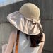 Hat Female Summer Eaves Vinyl Bucket Hat UPF50 + Bow Sun Hat Face Covering Sun Hat Sun Hat Female_viptrois.com
