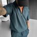 Men's Clothing Zipper Polo Casual Short sleeved Drawstring Shorts Men's Suit_viptrois.com