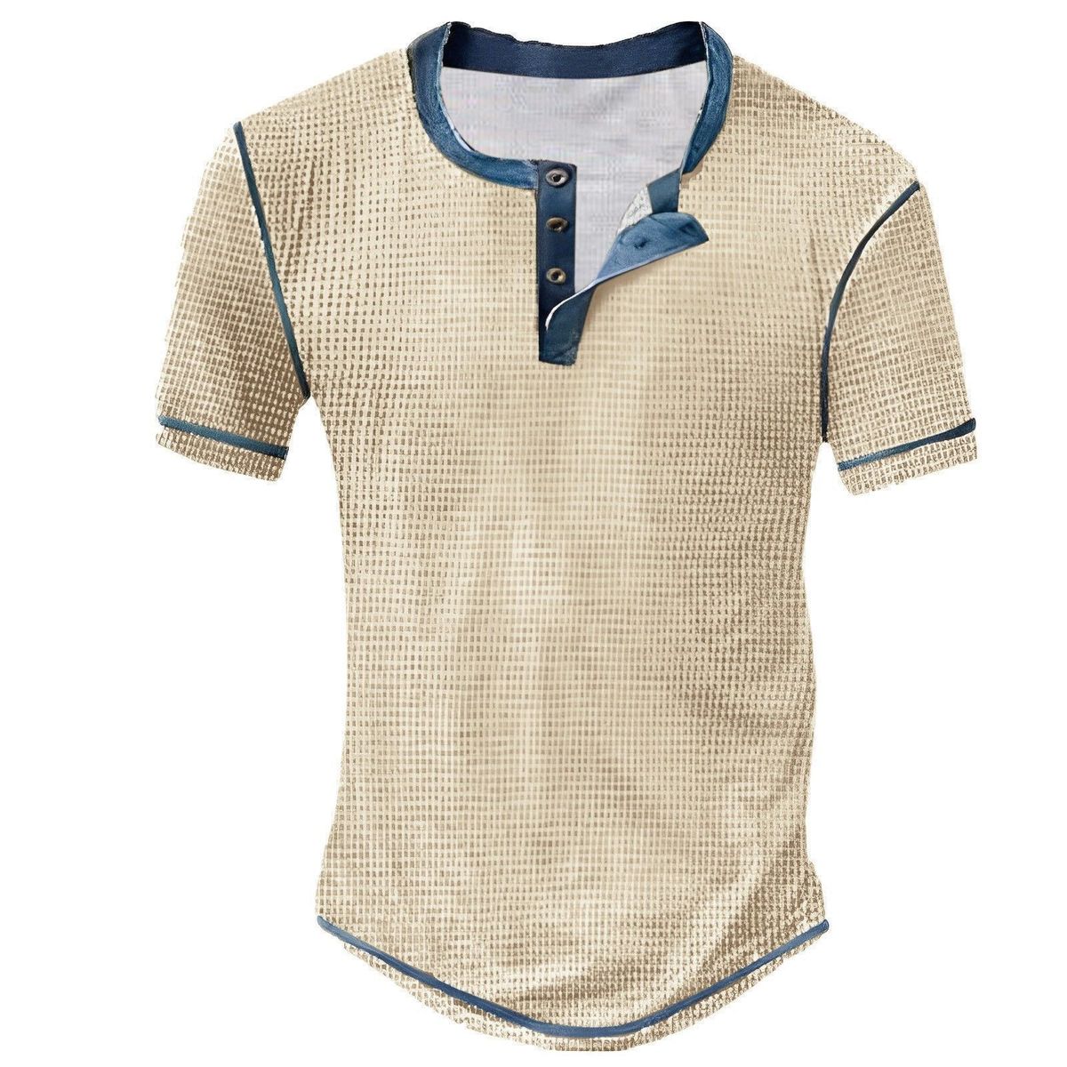 Men's Casual Polo Henley T-Shirt – Slim Fit, Short Sleeve & Digital Print (S-6XL, Multiple Colors)_viptrois.com