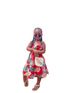 Mother&Kids Girls' casual printed one-line shoulder flanged A-line skirt set ins_viptrois.com