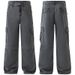 Men's Clothing & Archer0603 & American Trendy Stonewashed Loose Wide Leg Straight Cotton Paratrooper Green Workwear Jeans For Men_viptrois.com
