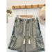 Men's Denim Cargo Shorts Loose Fit Workwear Casual 5-Pocket Athletic Knee-Length Multi-Pocket Summer Shorts_viptrois.com