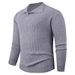 Men's Solid Color Knit Sweater - Relaxed Fit Crewneck Pullover For Casual Wear (Light Gray, Dark Gray, Black, Army Green, Navy, Coffee)_viptrois.com
