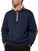 Men's Clothing European And American New Sweatshirt Retro Stand Up Collar Half Open Men's Long Sleeved American Casual Sweatshirt_viptrois.com