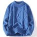 Solid Color Low-neck Men's Twisted Flower Warm Sweater Winter New Youth Crew Neck Cashmere Knitted Bottoming Shirt_viptrois.com