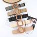 Popular Style Cotton and Linen Style PP Grass Woven Belt Women's Round Square Buckle Korean Style dress Long Shirt Women's Decorative Belt_viptrois.com
