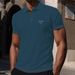 New With Short Sleeves, High-end Mesh Ice Silk Lett Print Short-sleeve T-shirt Men, Shirt Collar, Solid Color For_viptrois.com