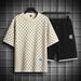Men's Clothing Sports Shorts Full Print Simple Casual Versatile Two Piece Suit_viptrois.com