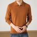 Men’s Seagull Collar Knit Sweater – Lightweight Long-Sleeve Pullover With Embroidered Badge (Light Gray, Black, Army Green, Coffee)_viptrois.com