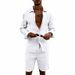 Men's Casual Linen Shirt And Beach Shorts Set Style Spring Autumn Vacation Loose Long Sleeve Clothing_viptrois.com