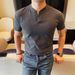 Summer Short Sleeved For Men 2025 New Trendy Brand Thin Breathable Korean Solid Color V-neck Slimming T-shirt Top_viptrois.com