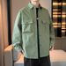 Men's Workwear Jacket - Lightweight Water-Resistant Casual Shirt With Turn-Down Collar (Mocha Brown, Olive Green, Black, Vanilla White)_viptrois.com