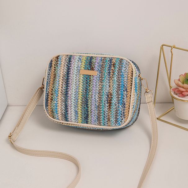 Women's Woven Straw Bag - Bohemian Crossbody Purse For Women (Ethnic Multicolor Handmade Shoulder Bag)_viptrois.com