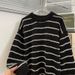 Men's Striped Deer Print Sweater - Retro Vintage Knit Pullover, Unisex Oversized Casual Crewneck Long Sleeve Top For Fall Winter_viptrois.com