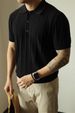 Men's Clothing Retro Knitted Polo Shirt Short Sleeved Men's T Shirt Light Mature Solid Color Basic Spring And Summer_viptrois.com