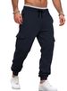 Cross-Border European And American Autumn Winter Fleece Men's Cargo Patchwork Multi-Pocket Drawstring Sports_viptrois.com