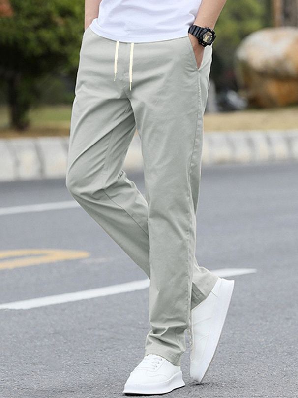 Men’s Casual Drawstring Pants – Slim Fit Solid Color Trousers | Relaxed Fit Elastic Waist Streetwear_viptrois.com