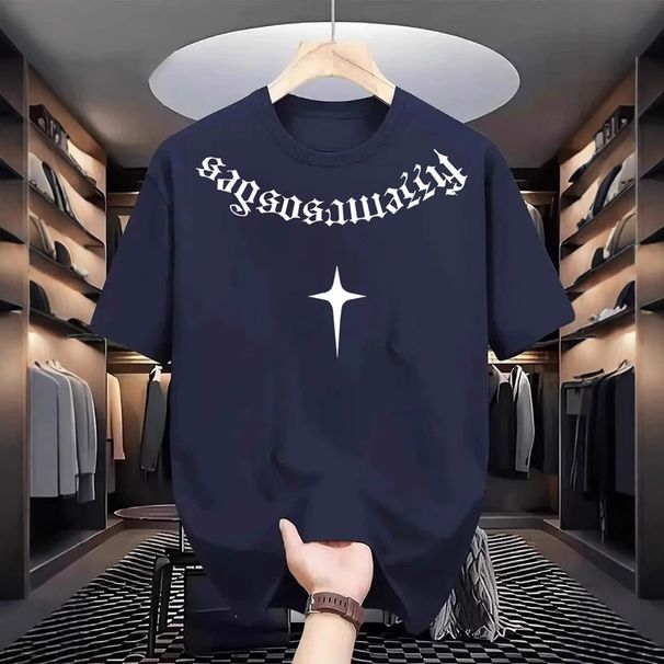Men's Clothing Summer Mesh Short Sleeved T Shirt Men's Trendy American High Street Half Sleeved T Shirt Top_viptrois.com