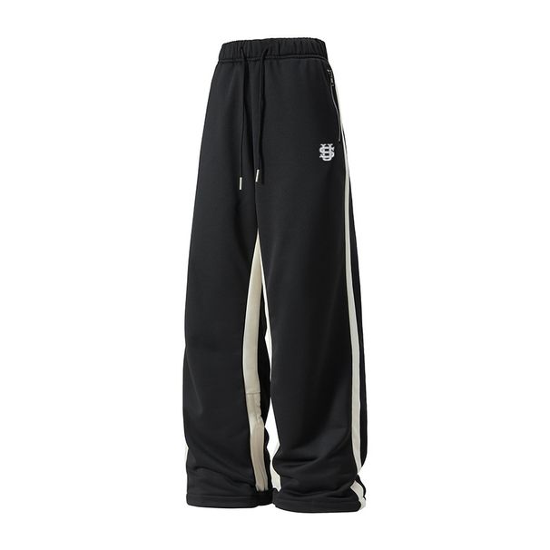 Men's Clothing Men's Color Blocked Casual Pants With Drawstring Design, Loose Fit, Sporty Style, US Embroidered Style._viptrois.com