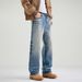 Men's Clothing Men's Versatile Whiskered Casual Jeans Stone Wash Straight Leg Blue Vibe Clothing For Autumn For Formal & Casual_viptrois.com