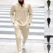 Men's Twill Henley & Lounge Pants Set - 100% Polyester Casual Two-Piece (7 Colors, S-XXXL)_viptrois.com