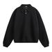 Monochrome Man- 380G Heavyweight Textured Turn-Down Collar Sweatshirt For Men, Autumn Oversized Retro Light Old Money Long Sleeve_viptrois.com