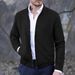 Autumn And Winter New Men's Jacket Slim Round Neck Long Sleeve Stand Collar Cardigan European And American Style_viptrois.com