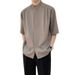 Men's Clothing New Style Stand Up Collar Loose Designer Three Dimensional Tailoring Versatile Shirt Solid Color Simple Versatile Short Sleeved Shirt_viptrois.com