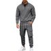 Independent Station Large Size Winter Velvet Half Zipper Stand-up Collar Pullover Solid Color Casual Sweater Tooling Trousers Suit Men_viptrois.com