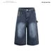 Men's Patchwork Denim Shorts High Street Style Loose Casual Washed Distressed Wide Leg Capri Pants Summer Fashion_viptrois.com