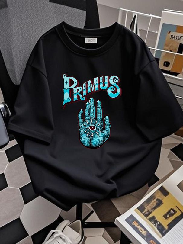 Primus Band Poster Black T-Shirt Short Sleeve Soft Comfortable Designer Clothes Breathable Stylish Fashion Unisex Homme Casual Slightly Versatile_viptrois.com