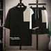 Color Block Men's Short Sleeve T-Shirt & Shorts Casual Lounge Set - Loose Fit Big & Tall Sizes Available_viptrois.com