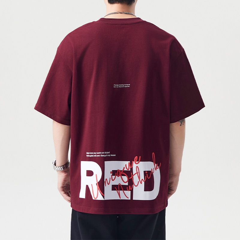 Street Super Transparent American Large Printed Letter T-shirt Top For Men # Loose And Comfortable Shoulder Breathable_viptrois.com