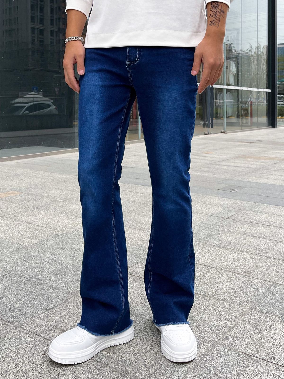 Men's Clothing High Quality Elastic Flared Jeans_viptrois.com