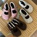 Mother & Kids Girls Leather Shoes New Children's Shoes Retro Polka Dot Baby Lace Velvet Single Shoes Soft Bottom Trend_viptrois.com
