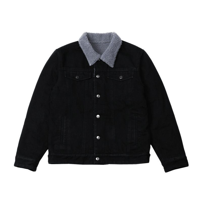 Lamb Wool Denim Jacket Men's Korean Version Slim-fitting Velvet Thickened Versatile Jacket Cotton-padded Jacket_viptrois.com